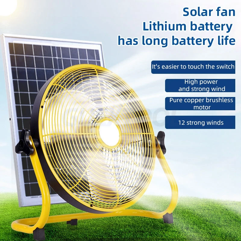 

Solar Powered Strong Fan Floor Level 6 Above Household Fan Desktop Floor Mounted Climbing Fan High-power Plug-in Industrial Fan