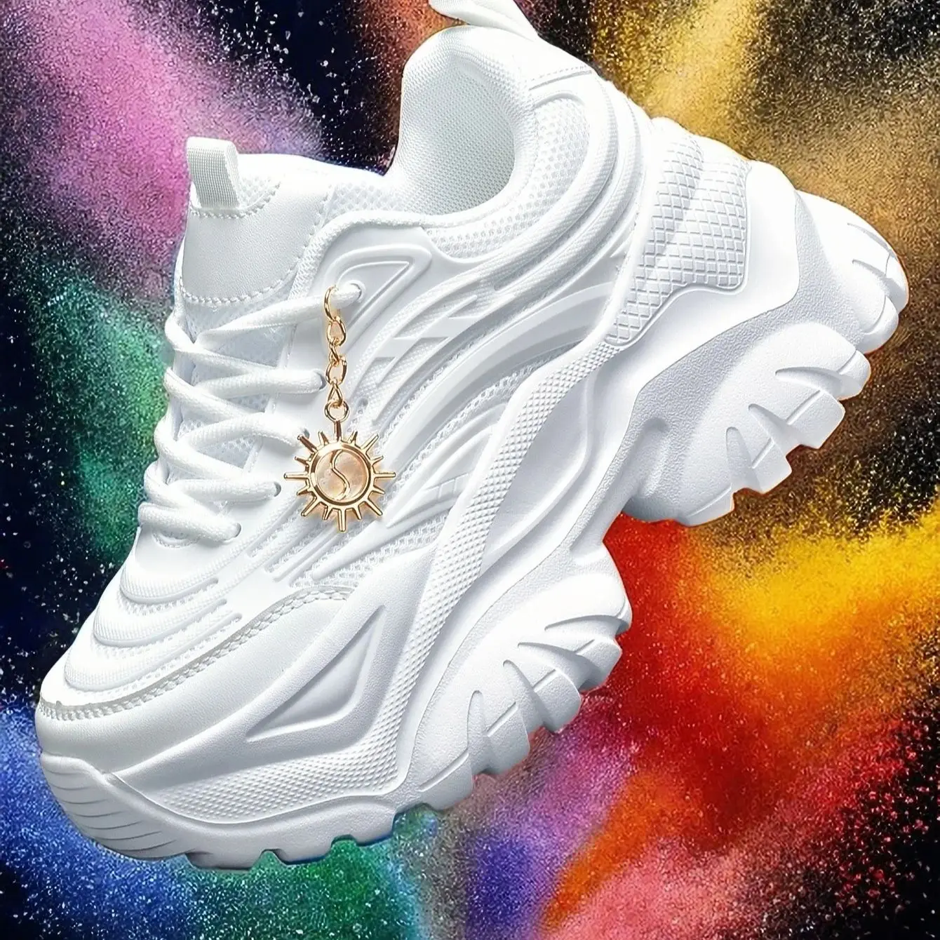 أحذية نسائية بكعب عالي بنعال سميكة صلبة وارتفاع 7...