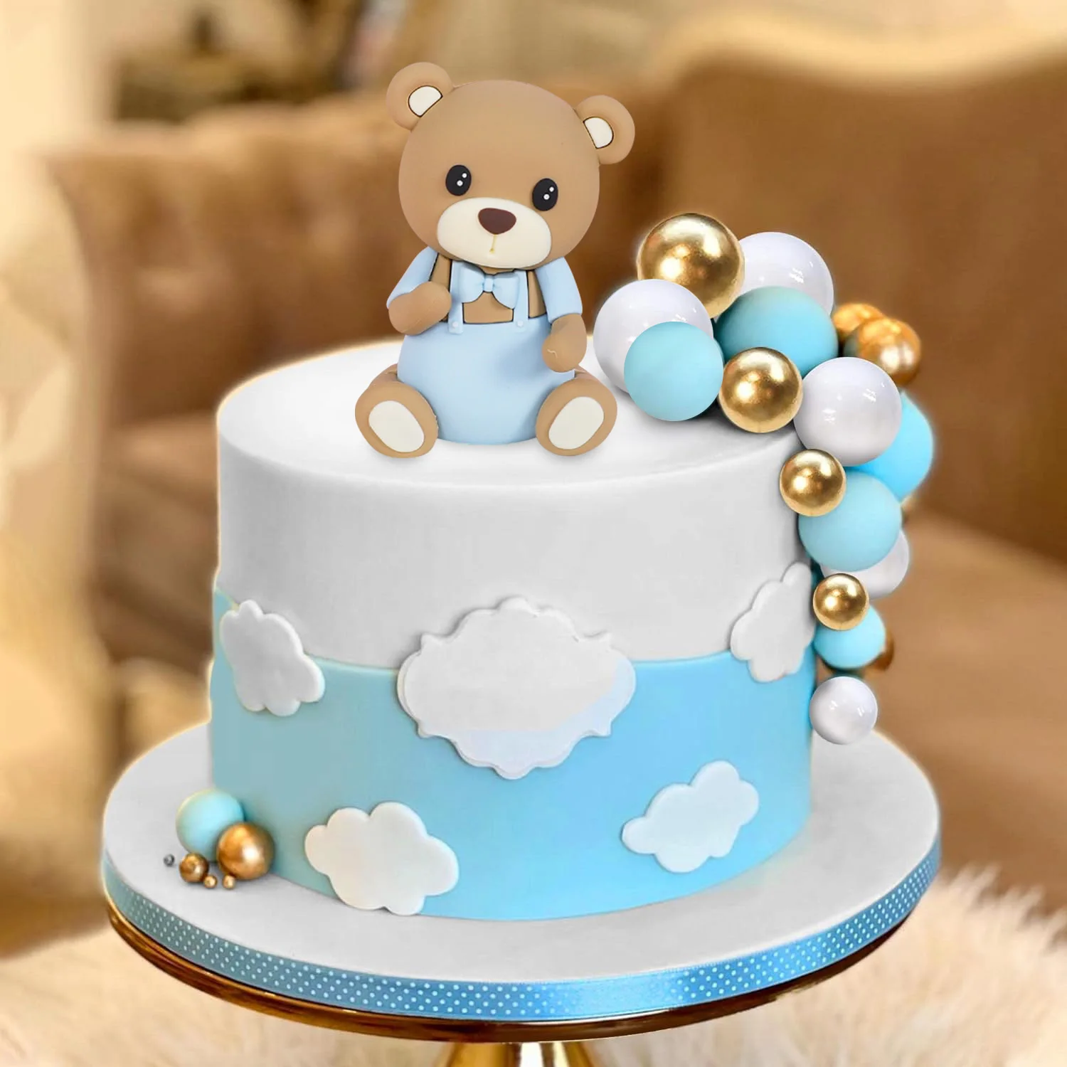 14 Stuks Beer Cake Toppers Mini Beer Goud Blauw Witte Parel Bal Voor Baby  Douche Jongen Verjaardagsfeestje Teddybeer Thema feestartikelen - AliExpress, image size:1500x1500