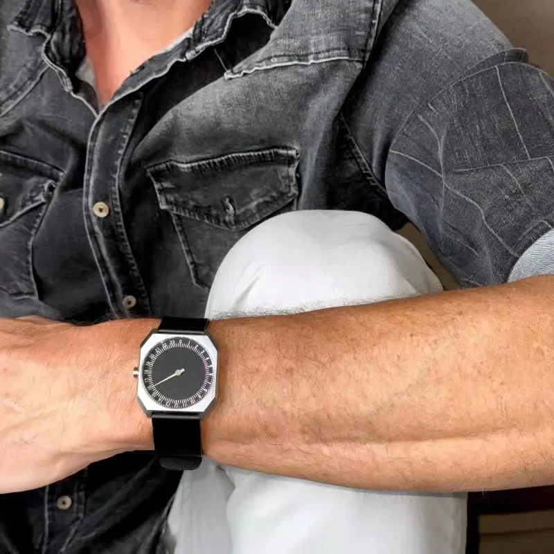 2025 Swiss Men's Fashion Square 100M Diving Quartz Watch 24 Hours Single Needle Leather Strap Men's Watch Reloj Hombre 6