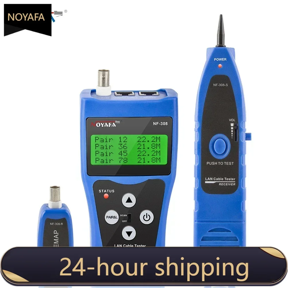 NOYAFA NF-308 Network Cable Tester LAN Measure Length Cables Continuity Test Wire Tracker BNC RJ45 RJ11 Ethernet Cable Tracker