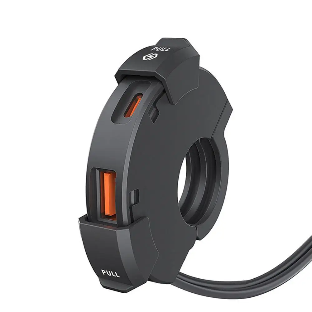 

Motorcycles Universal QC3.0 USB Charger Fast Charging Waterproof Handlebar Mounting Bracket TYPE-C Charging Dock SAE Interface