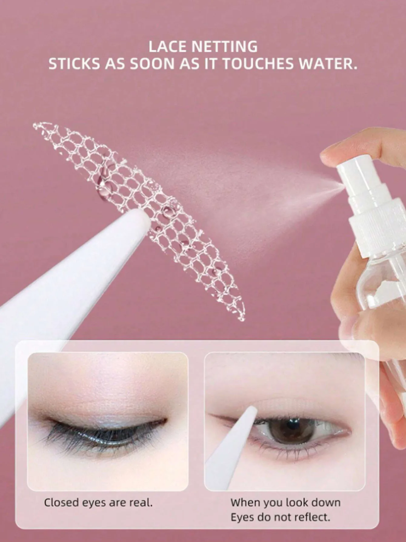 Double Eyelid Tape Adhesive Strips with Lifting Strips and 50ml Spray Bottle Net Lace Tape 432pcs