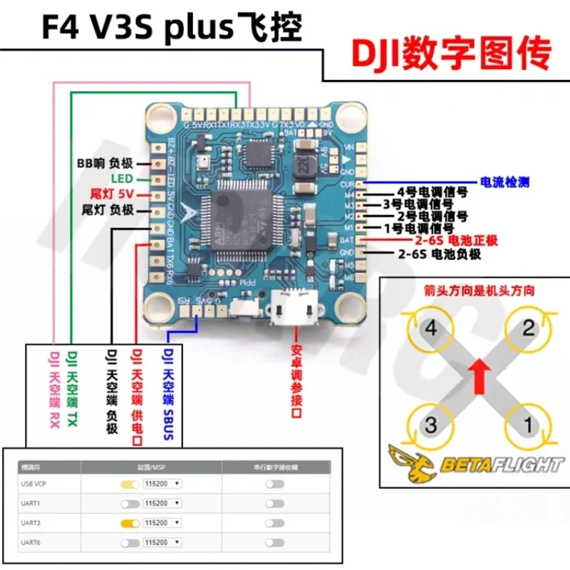 Contrôleur de vol F4 V3S Plus F405 avec OSD Betaflight et blackbox, prêt pour montage sur drone FPV