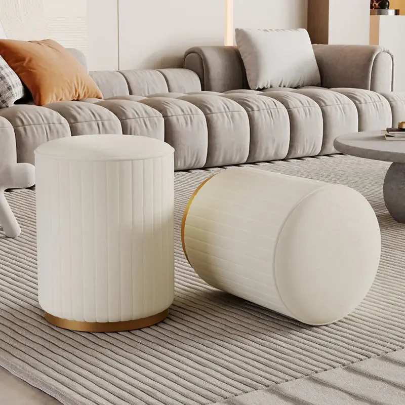 

Modern Round Stool Light Luxury Simple Dressing Stool Home Shoes Changing Stool Living Room Sofa Stools Bedroom Durable Ottomans