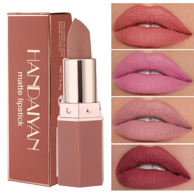 6 Colors Nude Matte Lipstick Waterproof Velvet Lipsticks Sexy Red Brown Pigments Makeup Long Lasting Profissional Lips Cosmetics