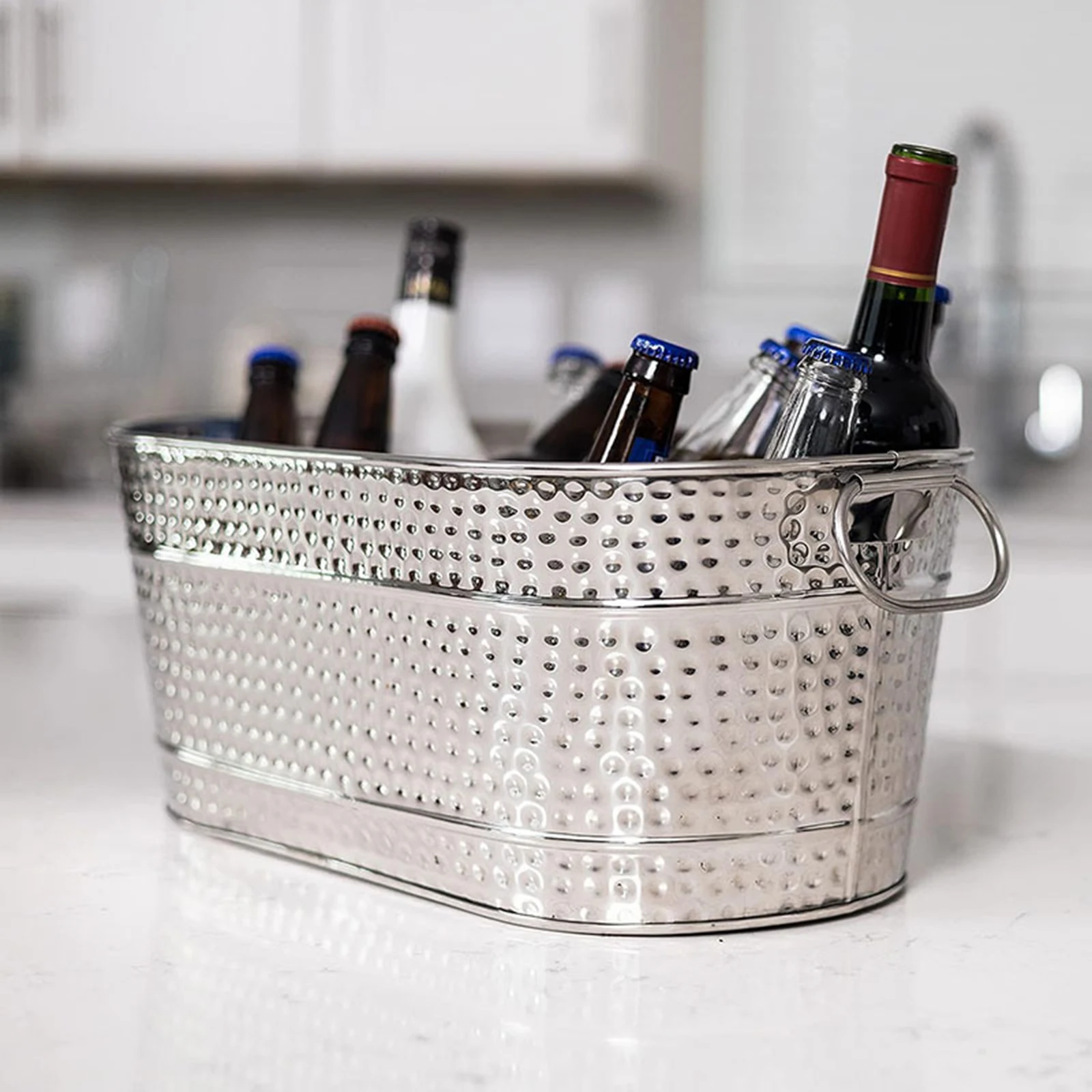 Ice Bucket Galvanized Tub Storage Container Durable Lightweight Ice Tub Beer Buckets for Drinks Champagne Cocktail Wine Party