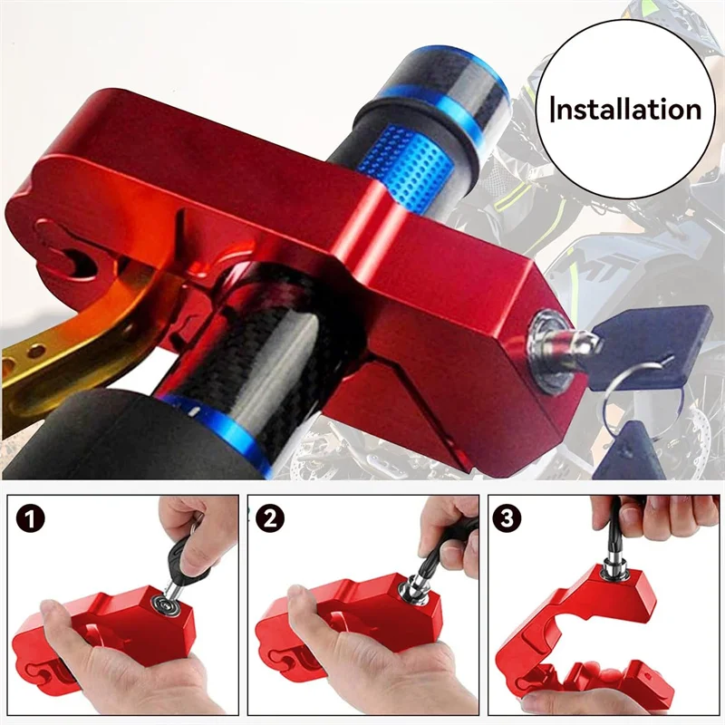 Motorcycle Handlebar Lock Handlebar Brake Handle Solid Lock Imitating Steal Lock Pull Rod ATV Dirt Street Bikes Anti Theft