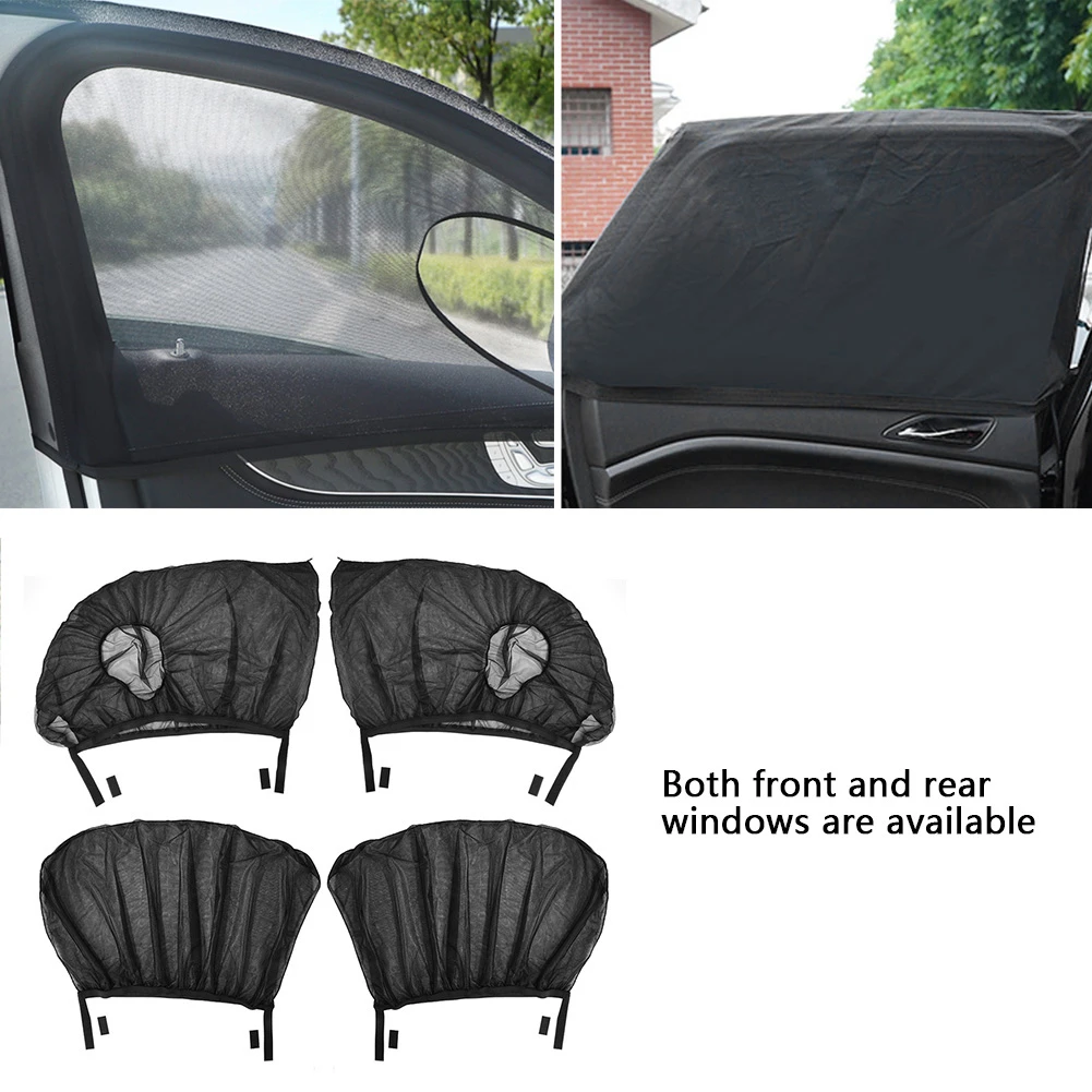 car sun shade Universal Car Side Window Sunshade Set Front + Rear Mesh Anti Mosquito Sun Shade Screen Double Anti-UV Auto Accessories car seat protector