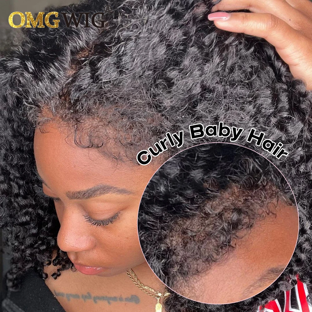 Curly Baby Hair Pre Plucked Curly Lace Front Human Hair Wigs 13x6 Lace Frontal For Black Women Kinky HairLine New Trend 180%