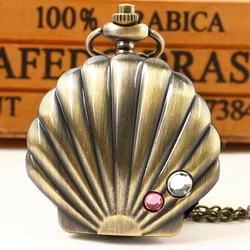 Collar de reloj de bolsillo de cuarzo con diseño de concha personalizado, colgante creativo para niños y niñas, regalo Vintage