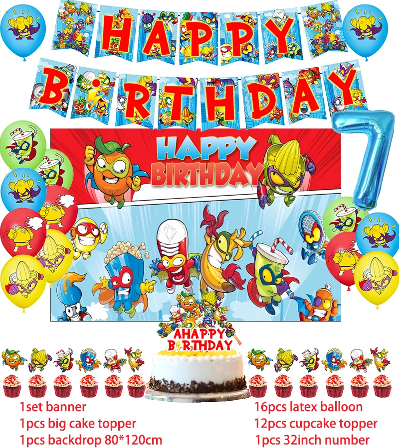 Ballons Latex Aluminium Kit Décoration Anniversaire Enfant - 55 Pièces ( Ballons, Bannière, Nappe, Décos Gâteau) Organisation Fête Enfant Facile