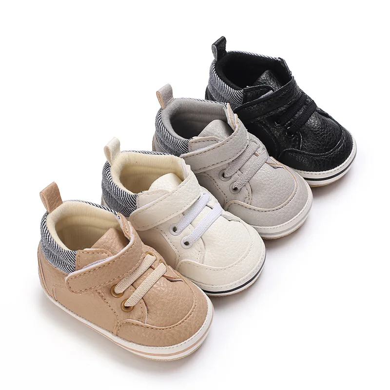Baby Shoes Boys High Top Casual PU Leather Anti-slip Wear-resistant Newborn Toddler Sports First Walker
