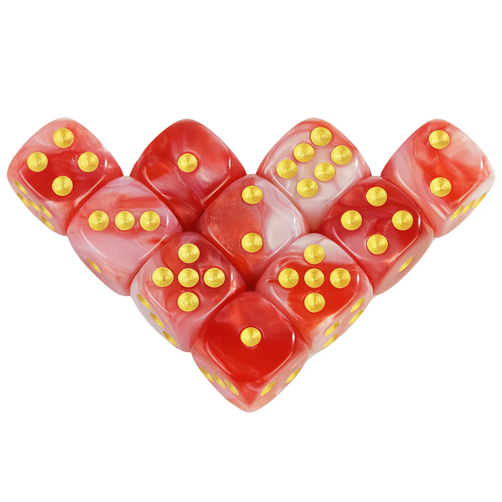 Game Dice 12mm D6 Acrylic Dices Mini 6-sided Two Color Cube Round Corner for Club Party DND RPG Board Game Bar Table Accessories