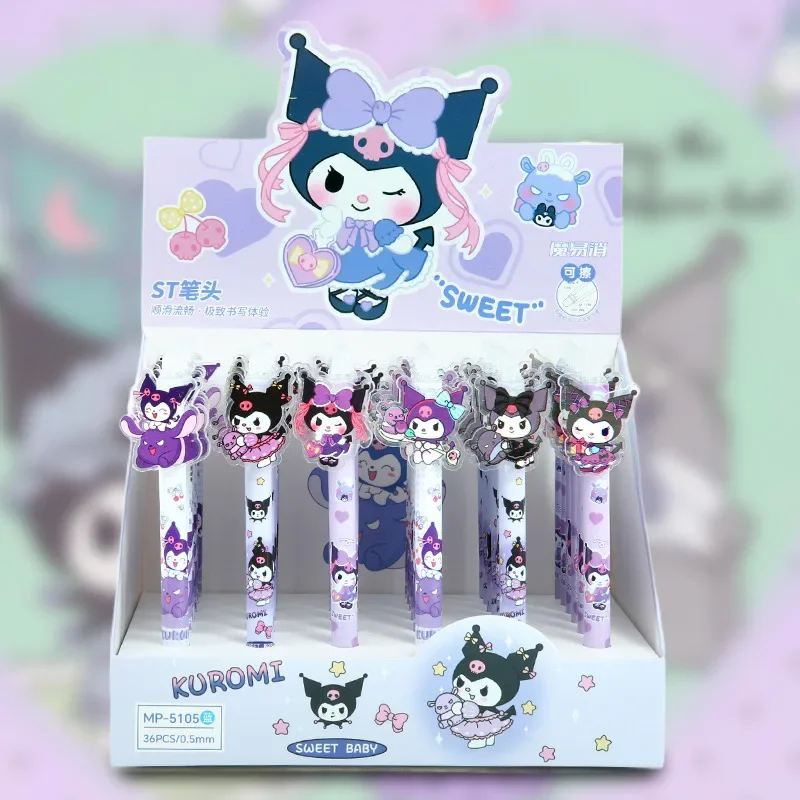 

Patch Press Pen Erasable Blue 36pcs Sanrio Cartoon Kuromi Neutral Pen Students Cute Stationery Office Stationery Wholesale Pens