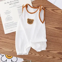 New Summer Baby Romper Cartoon Bear One-Piece Bodysuit for Girls Boys Cotton Infant Jumpsuit Sleeveless Newborn Clothing 0-2T