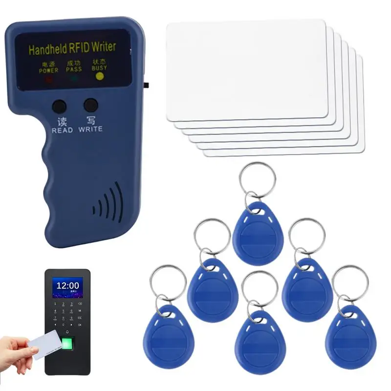 Copiadora RFID, duplicadora de tarjetas de identificación portátil, fotocopiadora de tarjetas, escáneres de identificación portátiles de 125kHz con 6 etiquetas grabables para estacionamiento