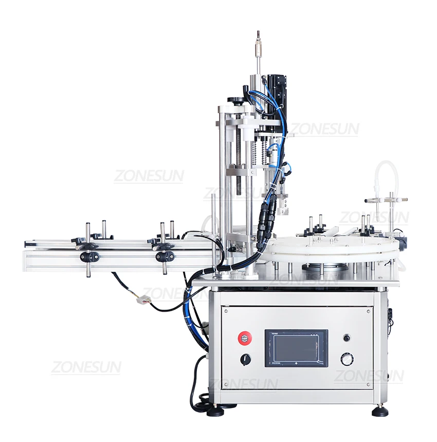 ZONESUN ZS-AFC1S Automatic Magnetic Pump Liquid Filling And Capping Machine with Turntable Conveyor