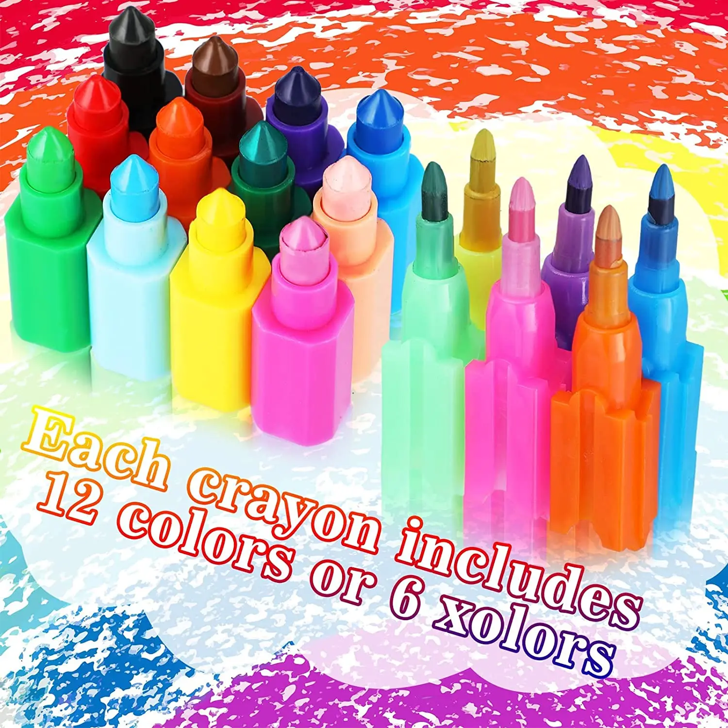 Stacking Stackable Buildable Colorful Crayon Party Favors Rainbow Pencils for Kids' Crayons Coloring School Office Supplies