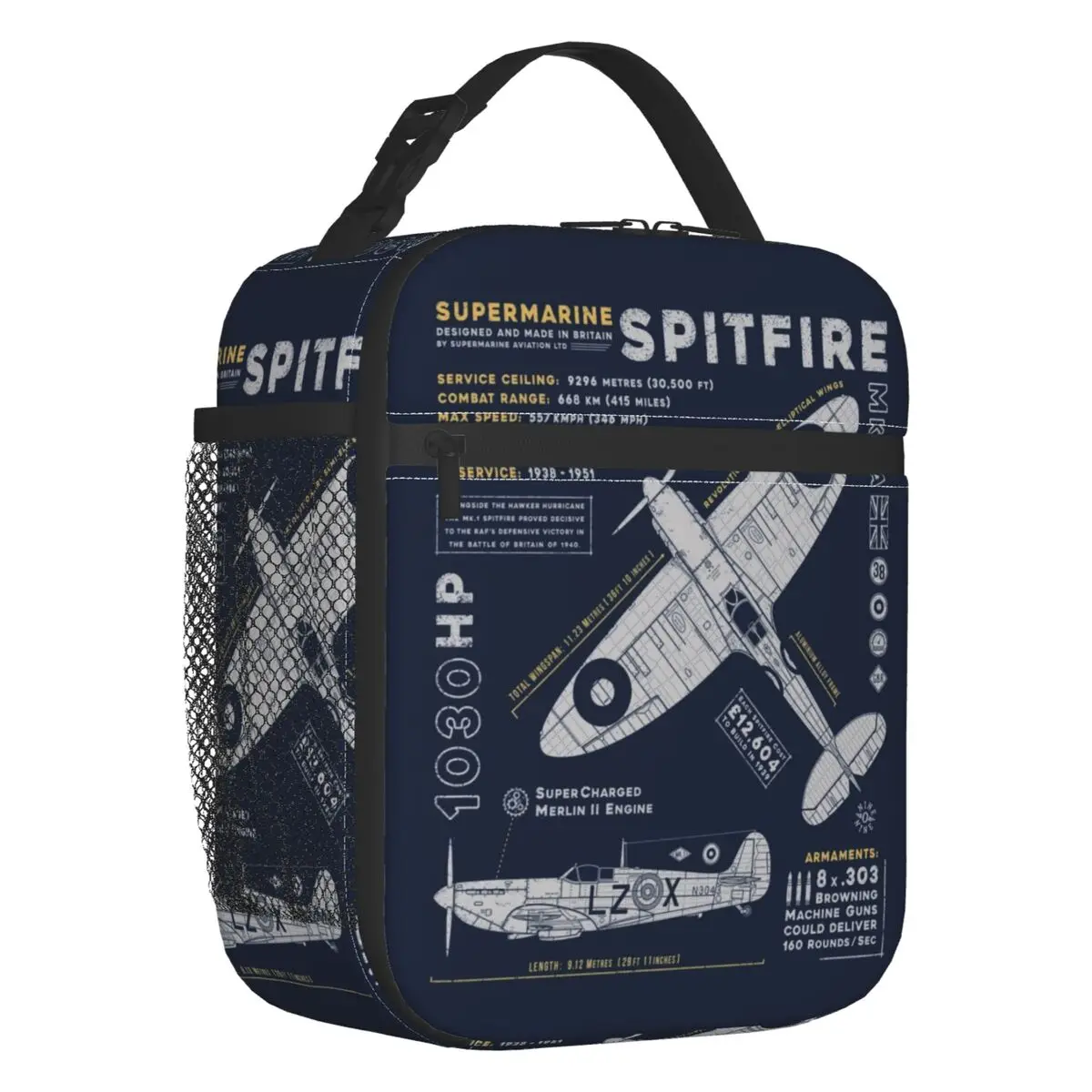 

Supermarine Spitfire Insulated Lunch Bag Fighter Pilot Aircraft Airplane Plane Cooler Thermal Bento Box Kids School Children