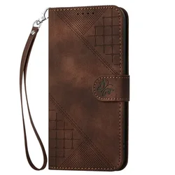 Floral Leather Wallet Flip Cover Phone Case with Card Slots for Realme C65 5G (Coffee)