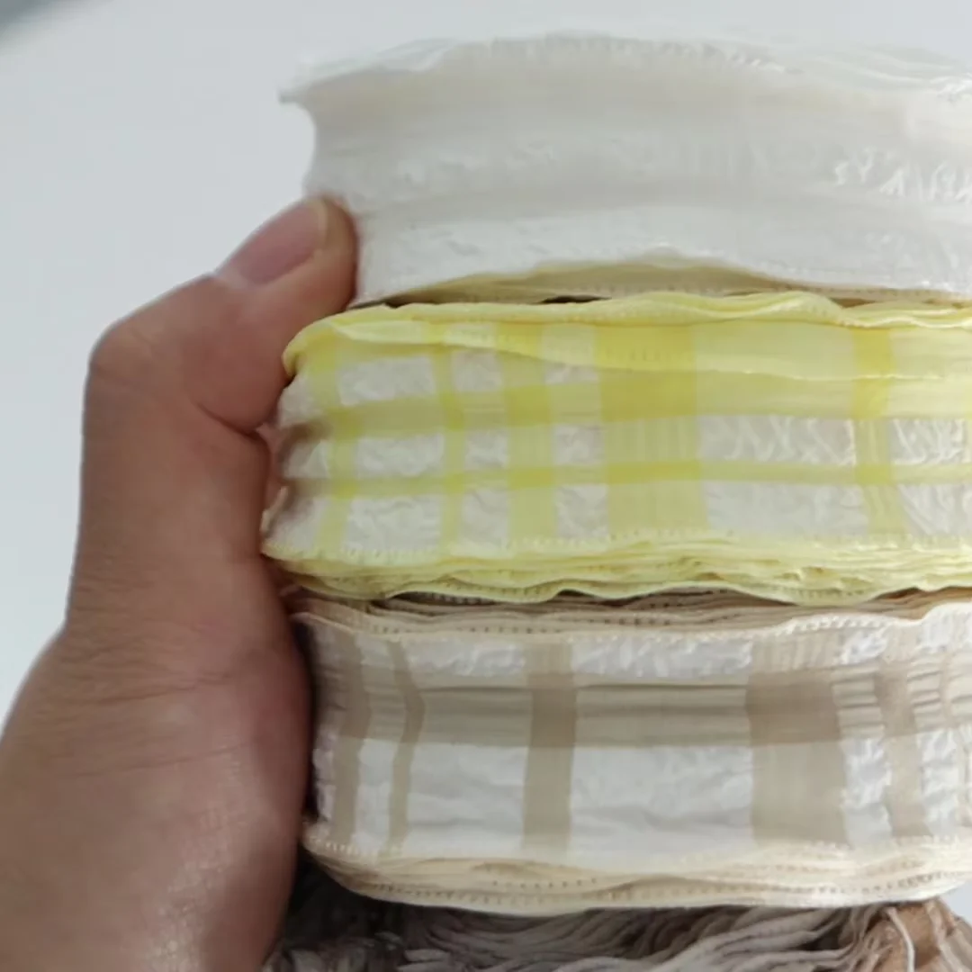 Plaid Wavy Edge Lace Ribbon - 5 Yards for DIY Crafting and Decor