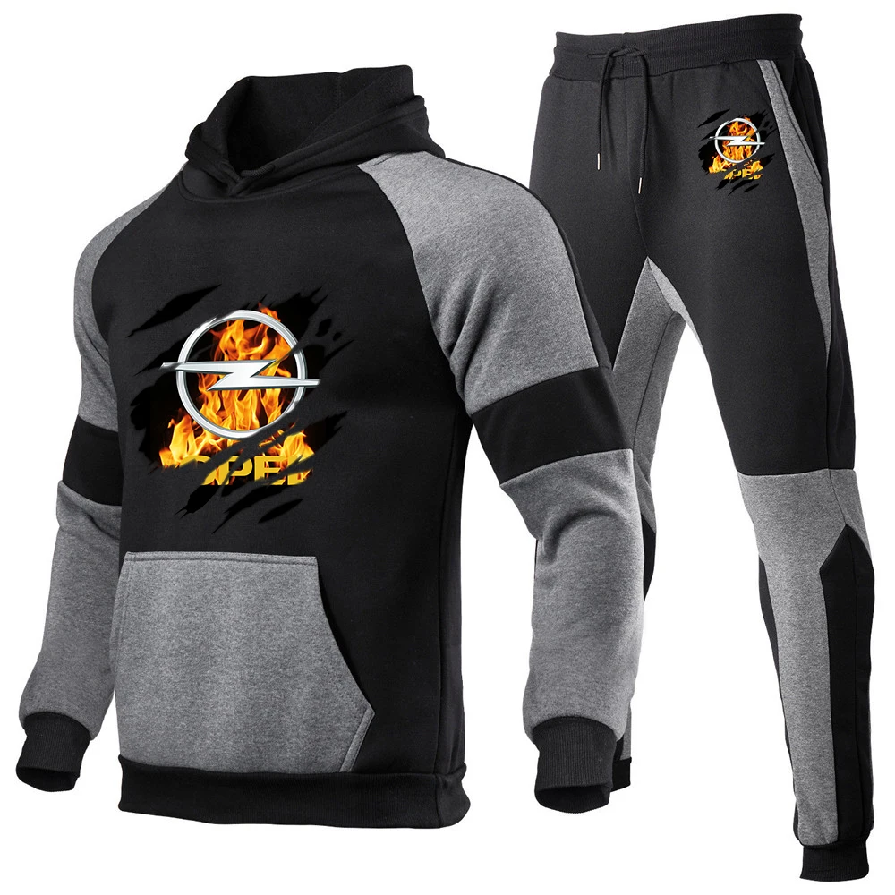 OPEL 2024 New Men's Spring and Autumn Zipper Hoodies Sweatpant Harajuku Sports Gradient Color Comfortable Versatile Suit 5