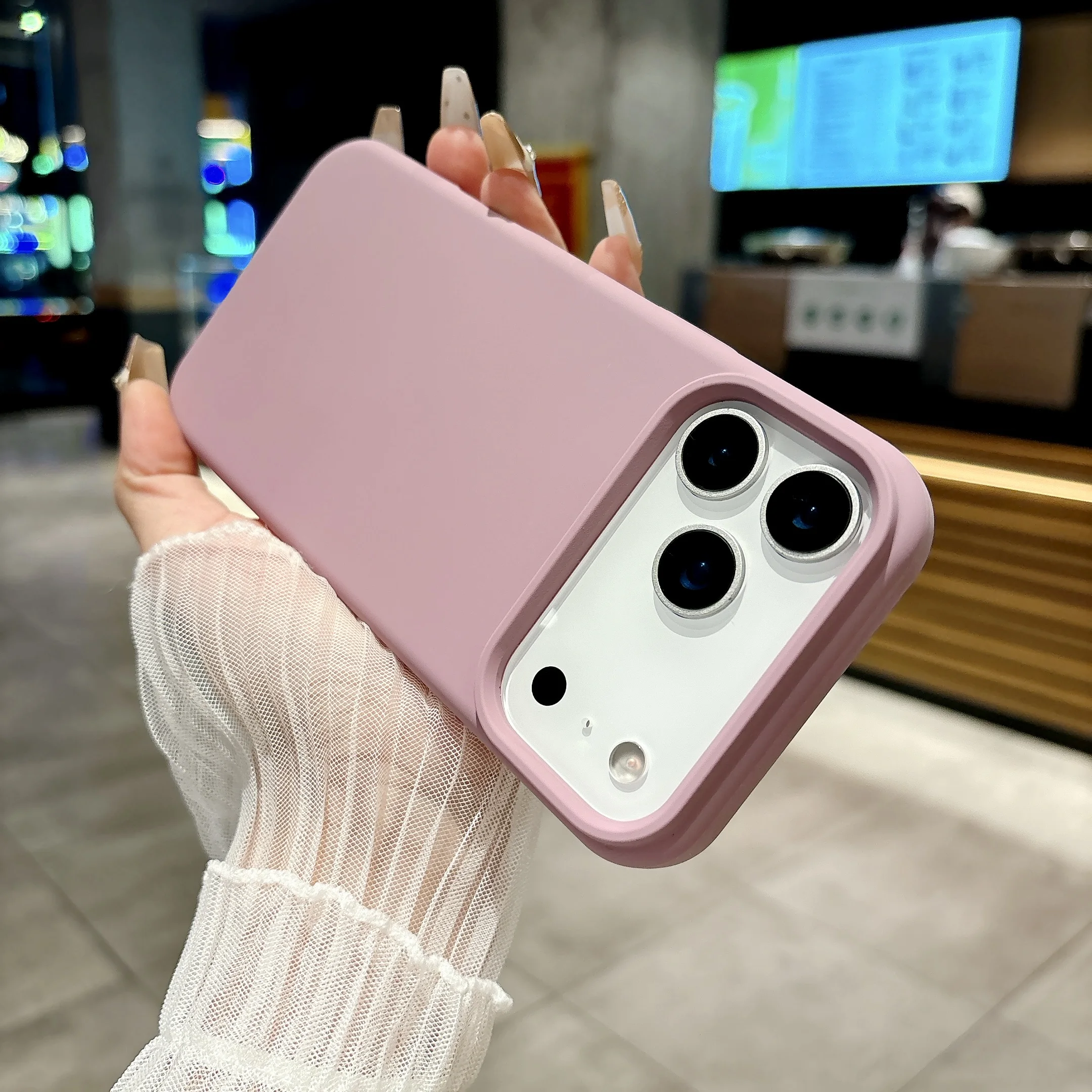 Shockproof Matte Soft Silicone Case with Button Protection - Solid Color