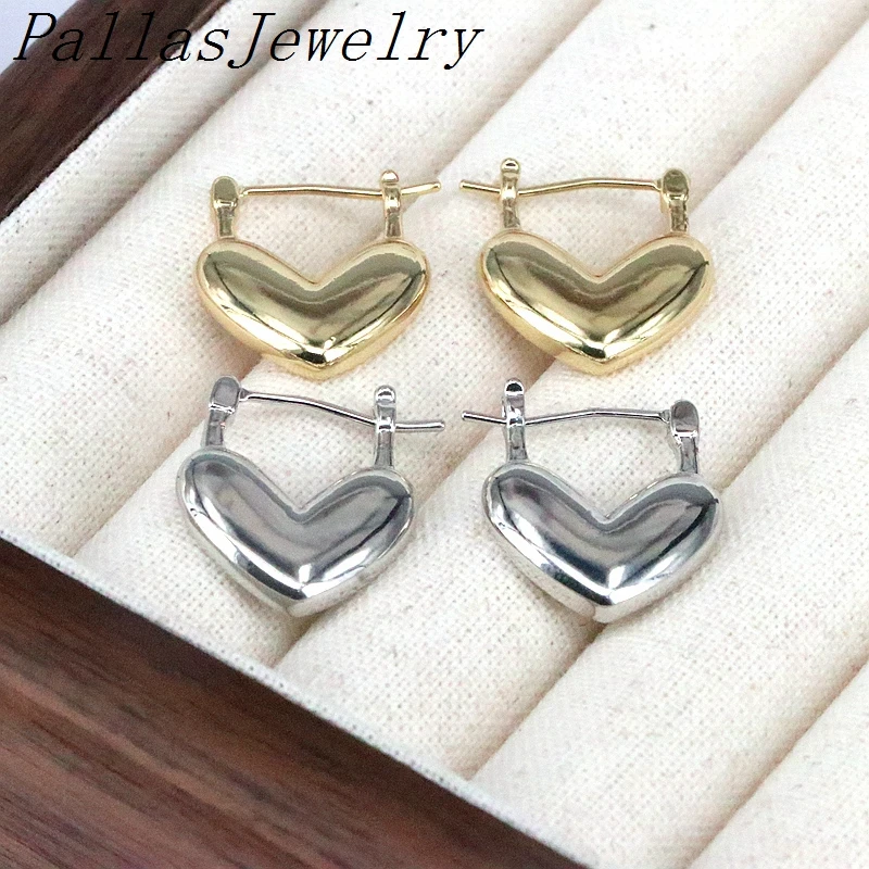 

10Pairs, Fashion Jewelry Vintage Luxury Love Heart Huggie Earrings Brass Smooth Minimal Heart Clip On Earrings For Women