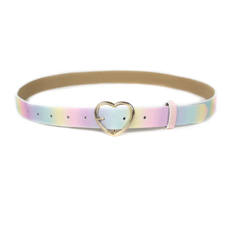 

New Heart-shaped Needle Buckle Colored Pink Waist Belts Simple Fashion Jeans Dress Decorative Waistband Clothing Accessories