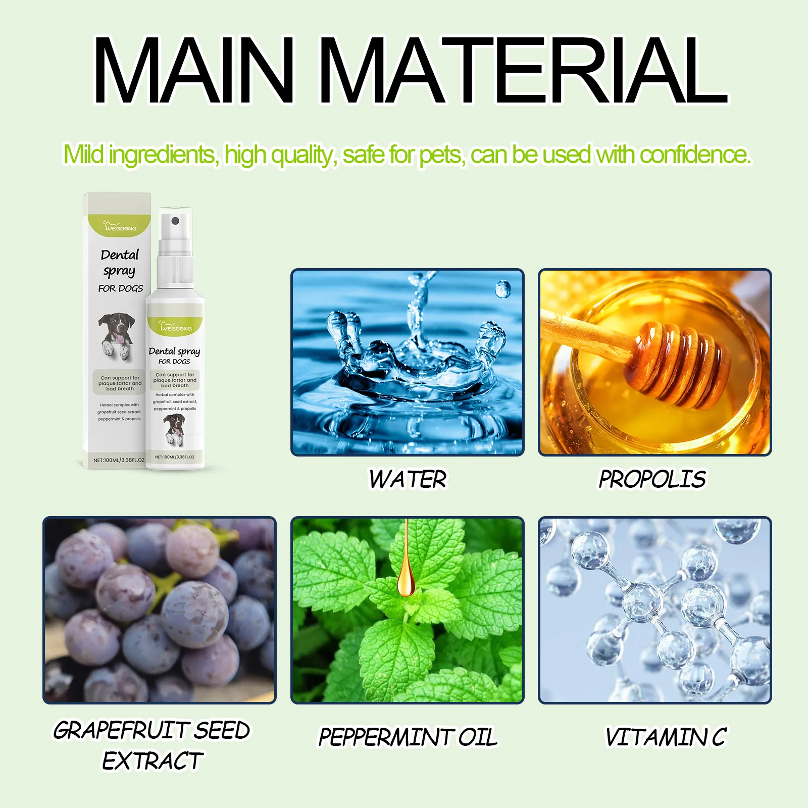 Cat and Dog Pet Mint Fresh Breath Spray Cat and Dog Oral Cleansing Deodorant Removal Odor Care Spray Pet Supplies 3