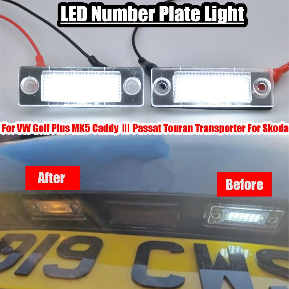 2 Pz Per Vw Golf 5 V Passat B5 Caddy 3 Jetta 4 T5 Touran Skoda Superb 3 U4 Led Light Car Number Targa Lampada Luce