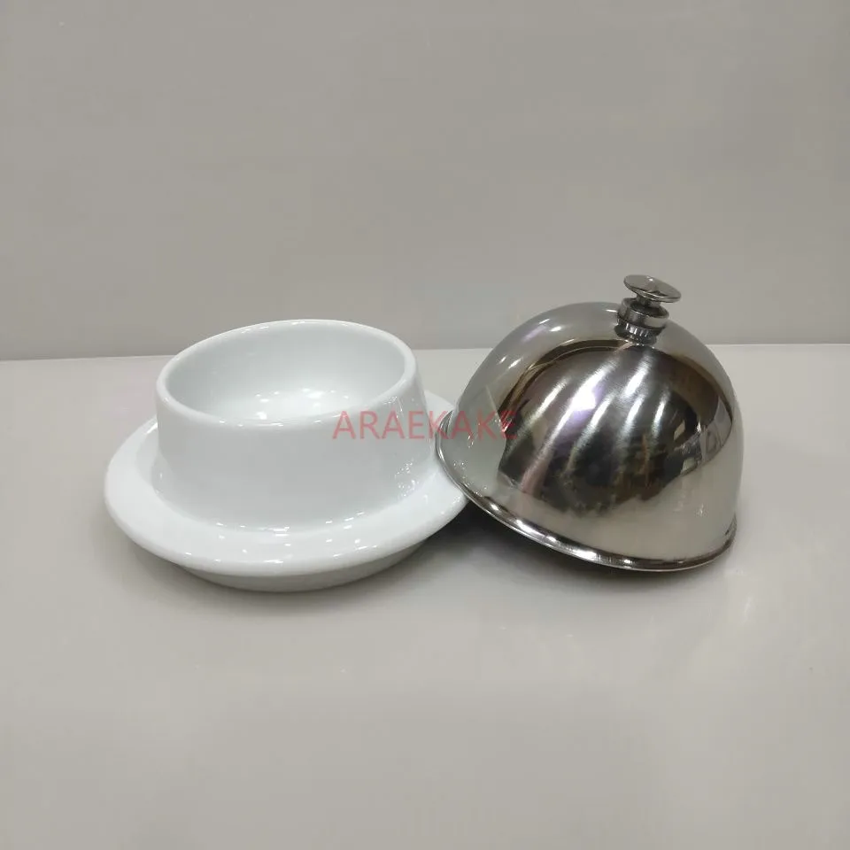Stainless steel butter cup, ceramic plate, mousse dessert, cheese snack plate, nut cup cheese cup, Western cuisine season