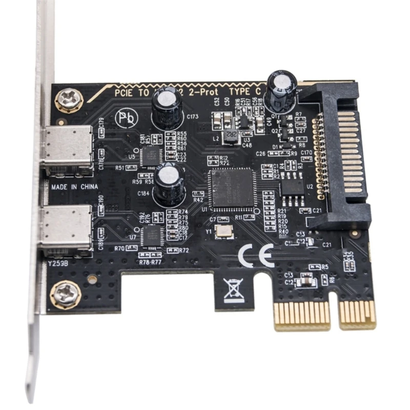 Best Seller PCIE to USB 3.2 GEN1 Expansion Card 5Gbps 2 Port Type C USB 3.2 GEN1 Card Front Panel Adapter for Desktop