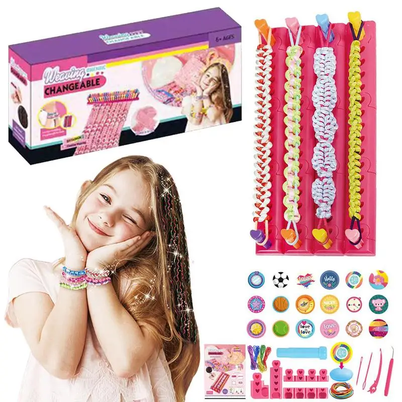 

Friendship Bracelet Kit DIY Bracelet Maker Floss String Bracelet Charm Colorful Jewelry Arts Craft Gifts For Kids Over 6