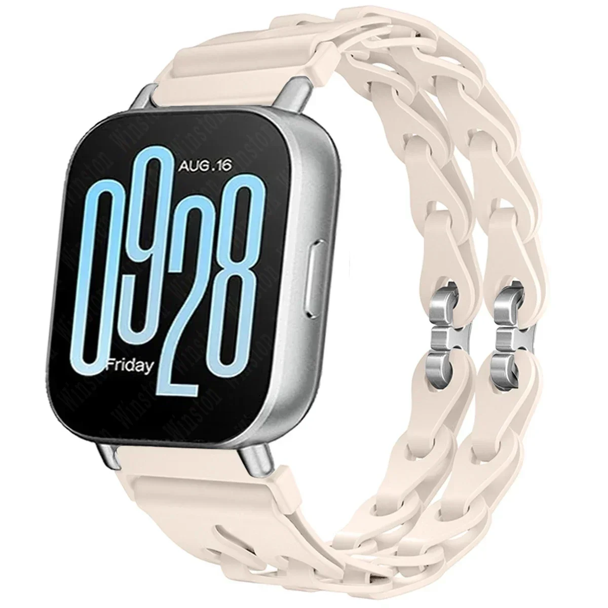 Stylish Chain Strap Silicone Band Bracelet for Smartwatch Replacement, 22mm Wristband