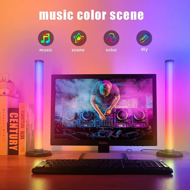 Barras de luz led inteligentes, barras de luz Rgb com modos de cena e modos  de sincronização de música, luzes led para iluminação ambiente de TV, jogos,  festa, pc, decoração de quarto