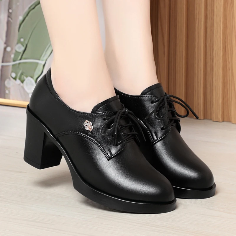 DIMANYU Genuine Leather Women's Shoes Spring 2024 New Lace-up Female Dress Shoes Large Size Office Shoes Lady