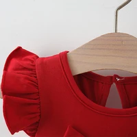 (0-3 Years Old) Summer Baby Girl Bow Flying Sleeves Princess Dress Girl Korean Edition Little Love Birthday Dress 3