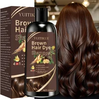 YUITIKUE Shampooing colorant pour cheveux bruns 100 ml - Formule d'extrait de plante, couvre les cheveux gris, couleur naturelle, sans dommage, soin 4 en 1 2