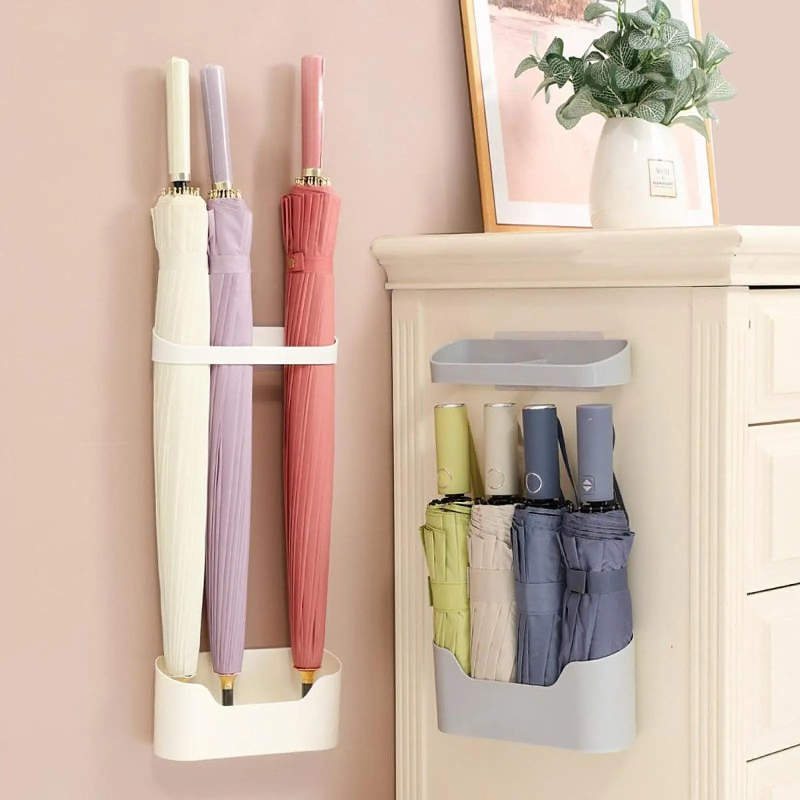 Umbrella Stand Holder Adjustable Wall Hanging Storage Shelf Long Umbrella Folding Bracket for Home Office Door Entryway