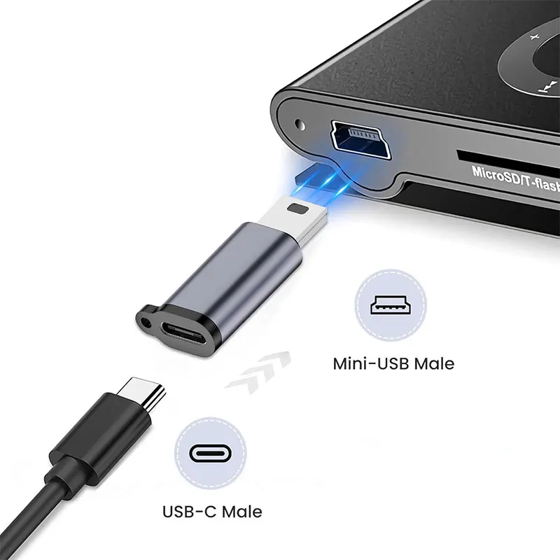Compact Micro USB to Mini USB Adapter - Female to Male Charging & Data Connector