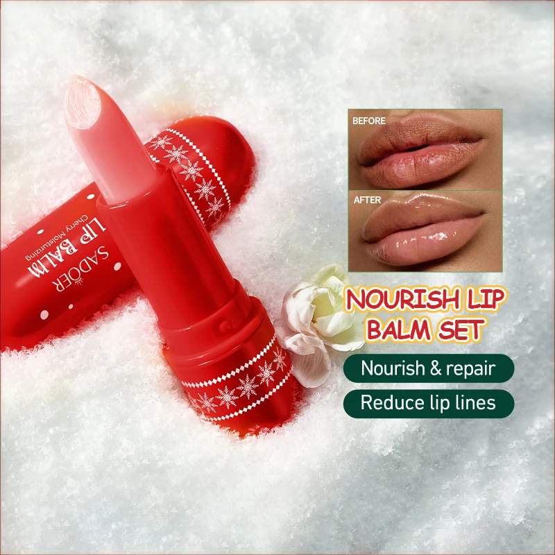 SADOER Christmas Moisturizing Lipstick Anti Cracking Hydrating Repair Nourishing Plump Lips Lip Balm Lip Plumper Skin Care