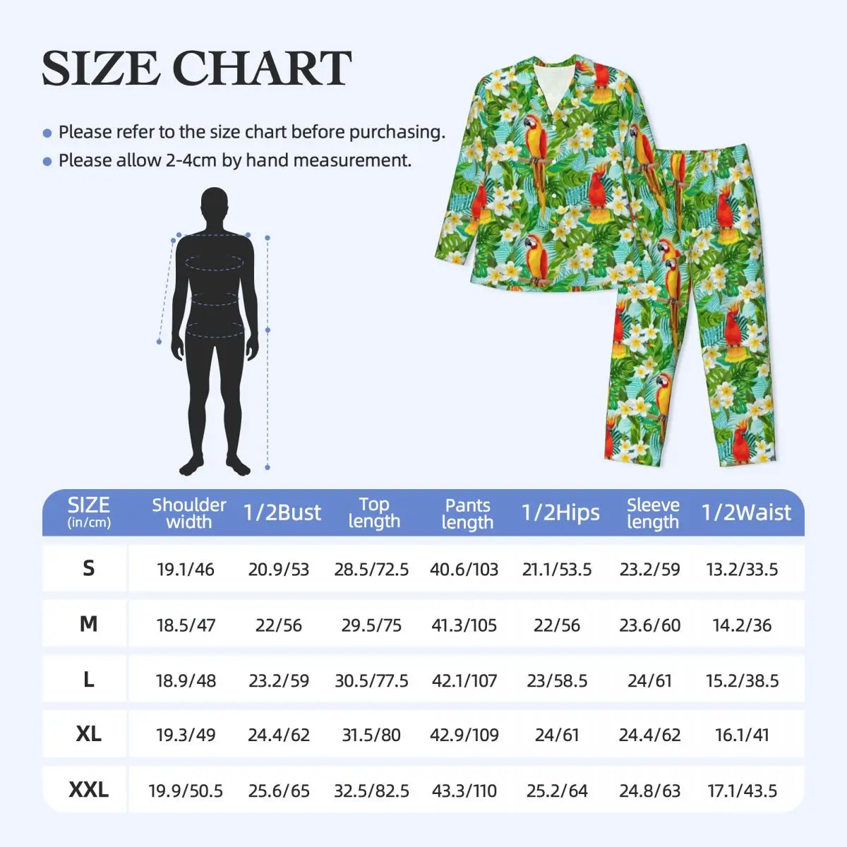 Pajamas Men Tropical Floral Print Daily Nightwear Parrot And Leaf 2 Pieces Casual Loose Pajamas Set Soft Oversized Home Suit images - 6