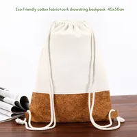 eco friendly cotton fabric cork drawstring bag, blank 40 50cm sport backpack for promotion,shopping bag,canvas bag for gifts 1
