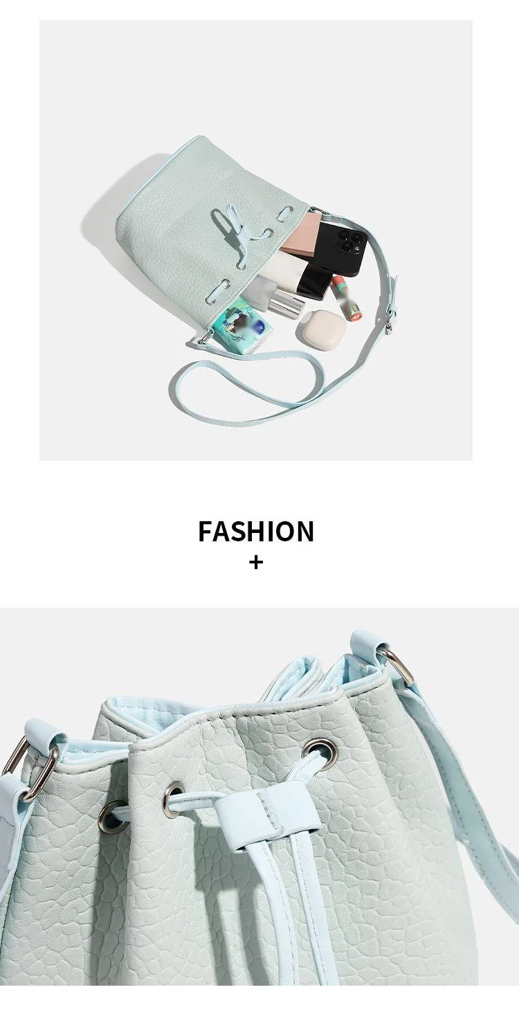 CHARHP&KEJNT Versatile Bucket Simple and Fresh Commuter Drawstring Single Shoulder Crossbody Bag_voghion.com