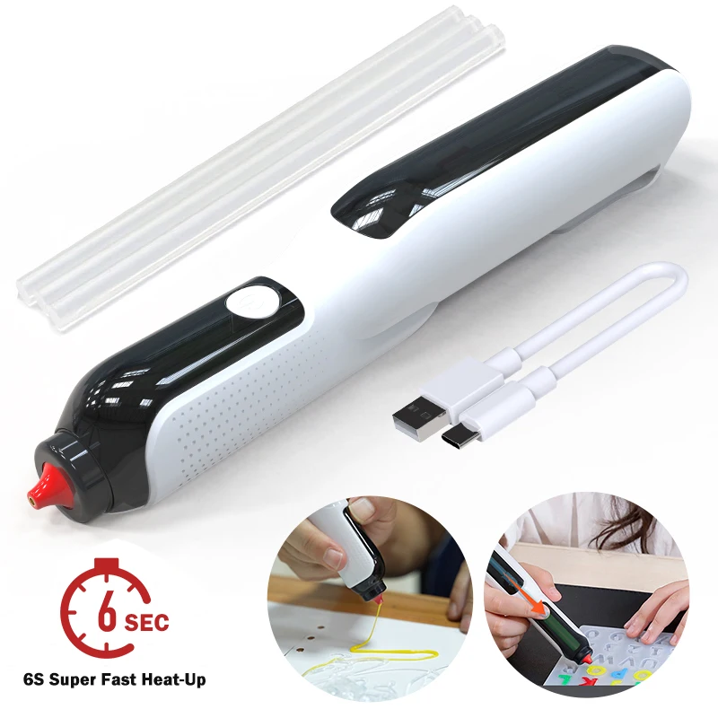 Cordless Hot Glue Gun 6s Heating Fast USB Rechargeable Melt Glue Gun 7mm Stick Wireless for Crafts DIY Arts Home Repairs hot melt glue gun hot glue gun cordless glue gun