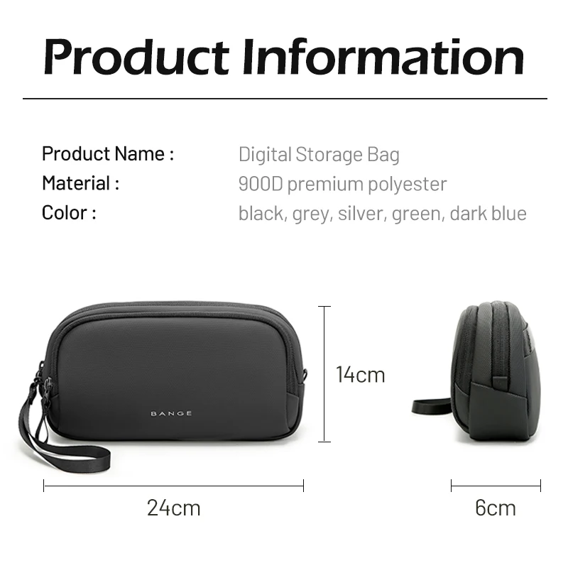 BANGE New Unisex Polyester Light Waterproof Digital USB Cable Storage Hand Bag, Electronics Travel Bag Organizer for Cable Case 2