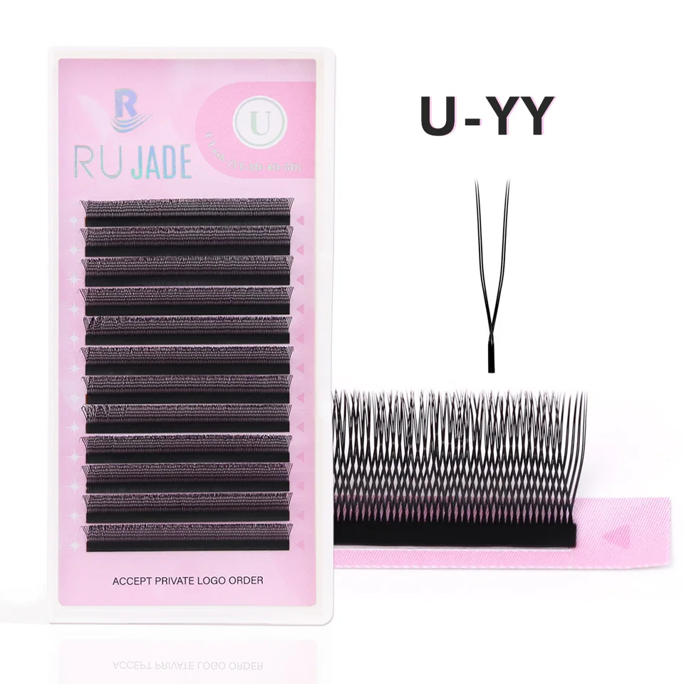 Rujade U-förmige 3D 5D Wimpernverlängerung Einfache Anwendung Bloom Natürliche weiche 2D UU Wimpern Vorgefertigte Fächerwimpernverlängerungen U YY Cilios – Detail 14
