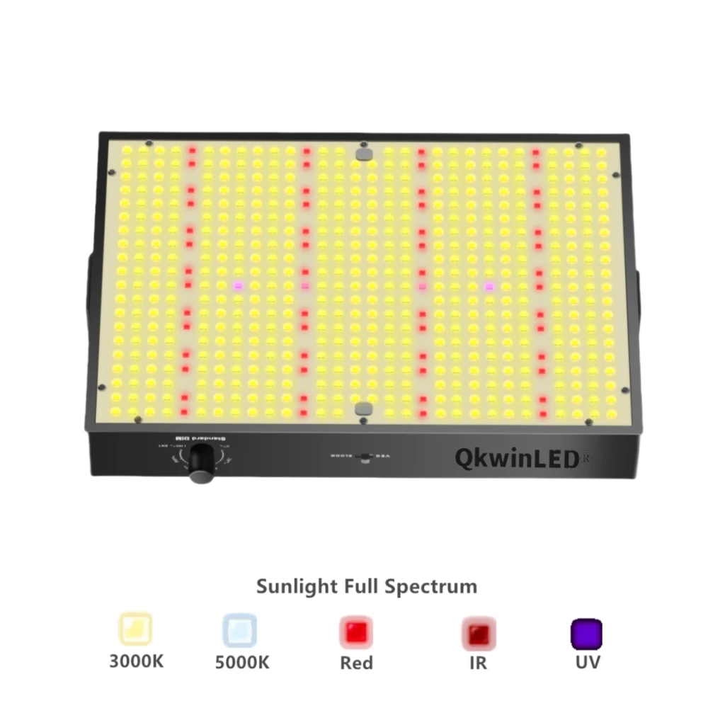 QKWINLED Led Grow Light panel full spectrum QBS 572pcs samsung leds built with 26DB fans